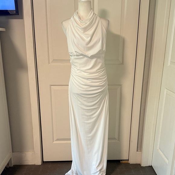 Zara White Draped Maxi Dress - Picture 1 of 3